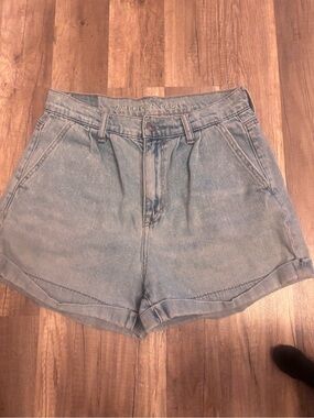 American Eagle Outfitters Light Wash High-Waist Denim Shorts
